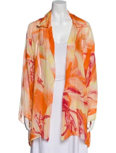 Pre-owned Shamask Silk Floral Print Jacket In Orange