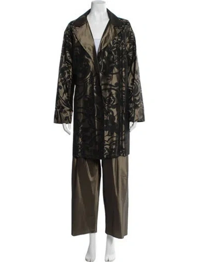 Pre-owned Shamask Silk Floral Print Set In Black