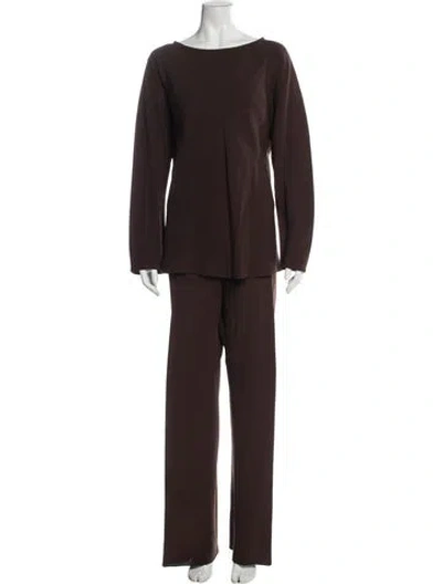 Pre-owned Shamask Silk Pant Set In Brown