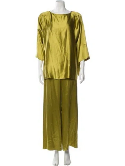 Pre-owned Shamask Silk Pant Set In Green