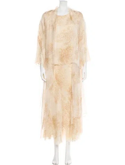 Pre-owned Shamask Silk Printed Skirt Set In Neutral