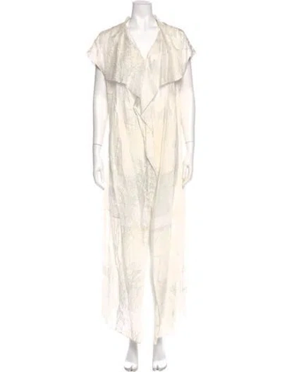 Pre-owned Shamask V-neck Long Dress In White