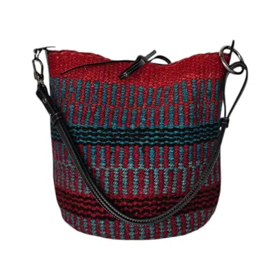 Shamuk Women's Black / Red / Blue Wool And Leather Handbag Blue Red And Black In Multi