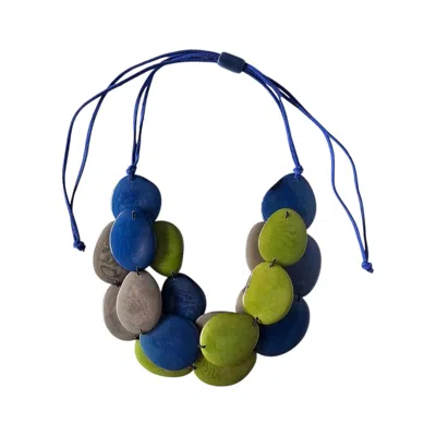 Shamuk Women's Blue / Green / Grey Tagua Necklace Blue, Green And Grey In Neutral