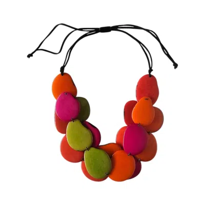 Shamuk Women's Green / Orange / Pink Tagua Necklace Green, Orange And Pink