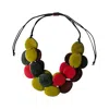 Shamuk Women's Green / Red Tagua Necklace Green Dark Green And Red