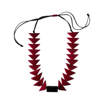 Shamuk Women's Pink / Black Tagua Necklace Dark Pink And Black In Brown