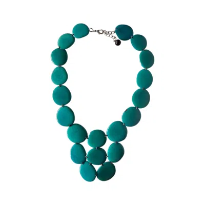 Shamuk Women's Tagua Necklace Aqua Blue In Neutral