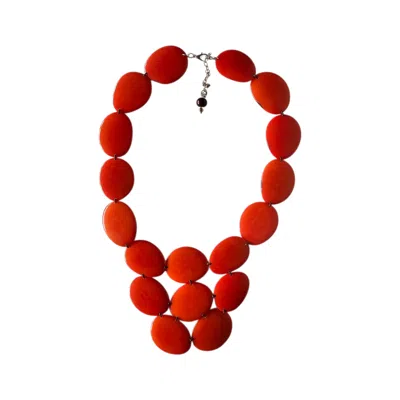 Shamuk Women's Tagua Necklace Orange In Red