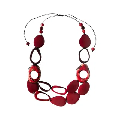 Shamuk Women's Tagua Necklace Pink And Garnet In Burgundy