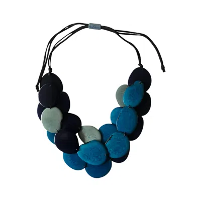 Shamuk Women's Tagua Necklace Three Blues