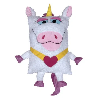 Shamzees Unicorn White & Purple Plush Pillow Cover In Multi