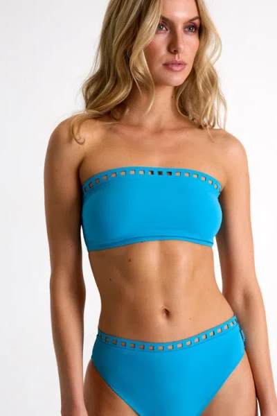Shan Bandeau Bikini Top With Mosaic Cutouts In Blue
