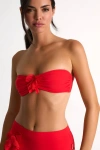 Shan Bandeau Bikini Top With Petals Details In Red