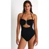 Shan Bandeau One-piece Swimsuit With Frills In Black