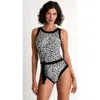Shan Belted High-neck One-piece In Black