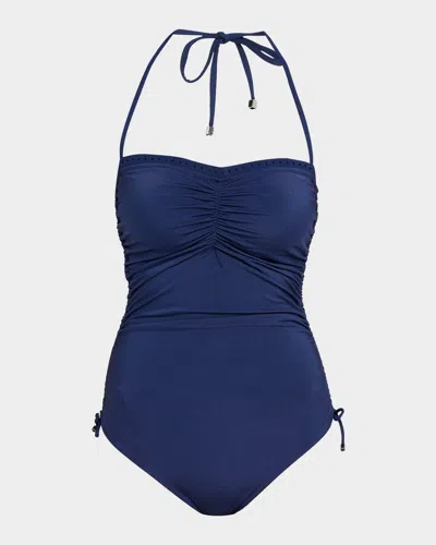 Shan Billy Rose Bandeau One-piece Swimsuit In Blue