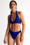 Shan Brazilian Bikini Bottom With Frayed Details In Blue