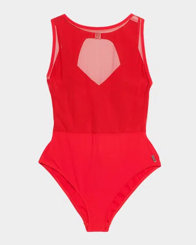 Shan Charlie Belted One-piece Swimsuit In Red