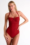 Shan Classic Bandeau One-piece Swimsuit In Orange