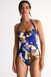 Shan Classic Bandeau One-piece Swimsuit In Print