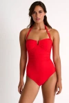 Shan Classic Bandeau One-piece Swimsuit In Red