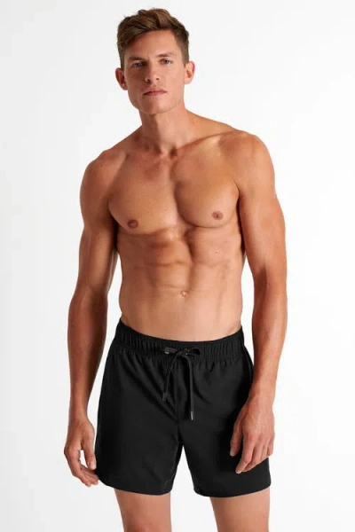 Shan Classic Fit Stretch Swim Trunks In Black