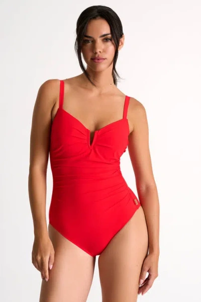 Shan Classic One-piece Swimsuit In Red