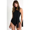 Shan Asymmetric Tie One-piece Swimsuit In Black