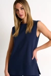 Shan Elegant Sleeveless Top In Blue