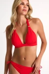 Shan Halter Triangle Bikini Top In White