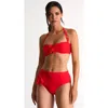 Shan High-waisted Bikini Bottom In Red