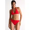 Shan High-waisted Brazilian Bikini Bottom In Red