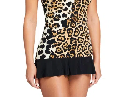 Shan Kawa Cami Swim Top In Kawa Leopard In Black