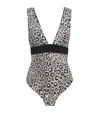 Shan Classic Printed Plunging One-piece Swimsuit In Black