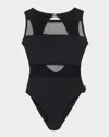 Shan Mesh Cutout One-piece Swimsuit In Black