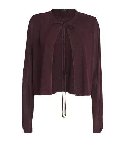 Shan Mesh Tie Cardigan In Brown