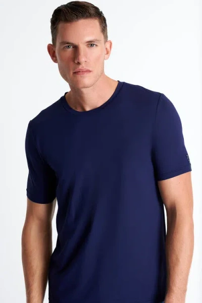 Shan Microfiber Crew Neck T-shirt In Navy
