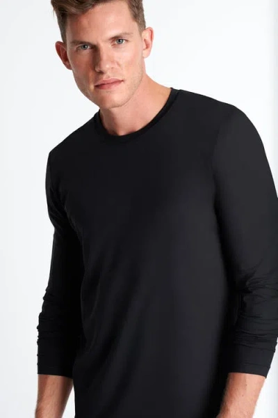 Shan Microfiber Long-sleeve Crew-neck In Black