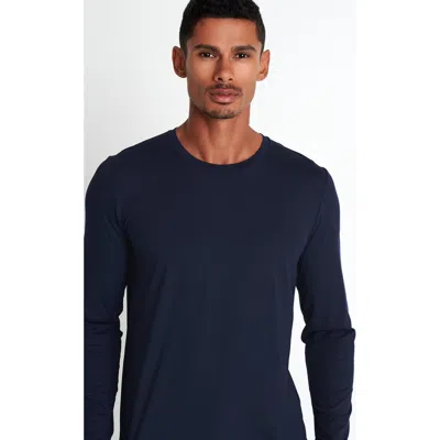 Shan Microfiber Long-sleeve Crew-neck In Navy