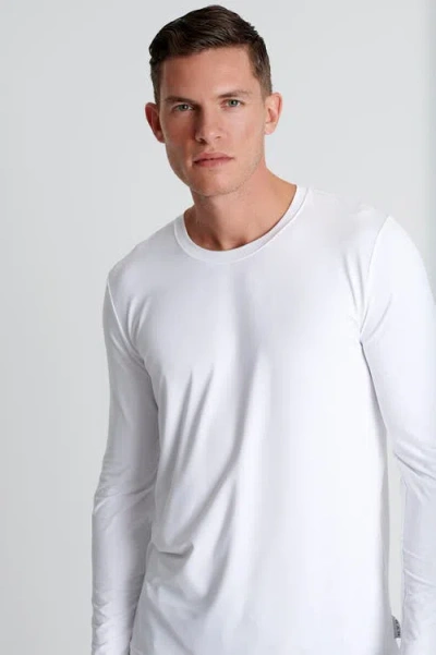 Shan Microfiber Long-sleeve Crew-neck In White