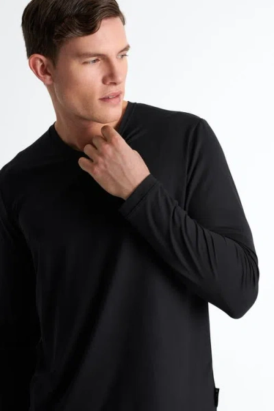 Shan Microfiber Long-sleeve V-neck In Black