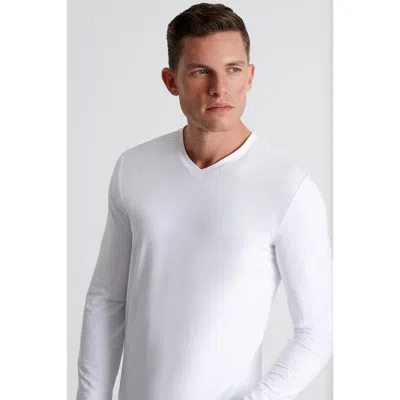 Shan Microfiber Long-sleeve V-neck In White