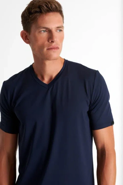 Shan Microfiber V-neck T-shirt In Navy