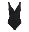 Shan Ruched V-neck Swimsuit In Black