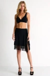 Shan Ruffle Mesh Wrap Pareo Skirt In Black