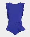 Shan Ruffle One-piece Swimsuit In Blue