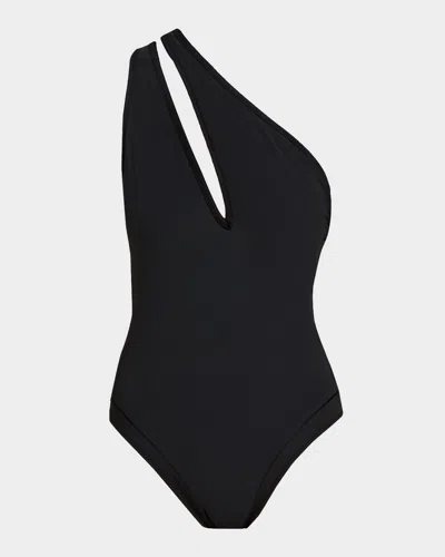 Shan Signature Asymmetric One-piece Swimsuit In Black