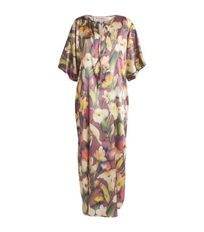 Shan Silk Floral Maxi Kaftan In Multi