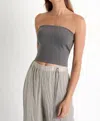 Shan Sofia Classic Bandeau Top In Pewter In Silver